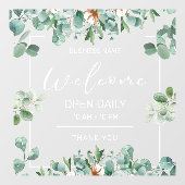 Café "Foliage", Minimalistische Geschäftszeiten Fensteraufkleber (Blatt)