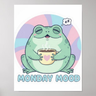 Cafe-Frosch-Plakat Süßer Frosch trinkt Kaffee Gemü Poster