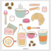 Café Frühstück Essen Aufkleber (Blatt)