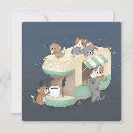 Café für Kaffeemaschine & Kittens Einladung