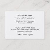 Café-Geschäftskarte des Caterings Vintage Visitenkarte (Rückseite)