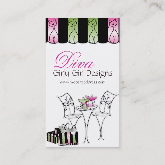 Café Girly Girl Diva Business Cards Visitenkarte (Vorderseite)