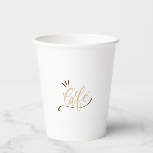 Cafe Gold Script Black Mug Pappbecher (Vorderseite)