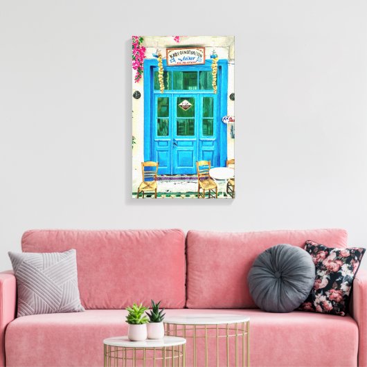 Cafe Hand gezeichnet Stift Crayon Art Canvas Print Leinwanddruck (Insitu (Wohnzimmer))