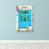 Cafe Hand gezeichnet Stift Crayon Art Canvas Print Leinwanddruck (Insitu (Holzboden))