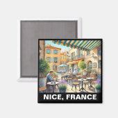 Café im Freien in der Tasse Nizza Magnet (Vorderseite/Rückseite)
