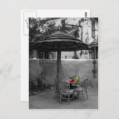 Café im Freien mit Farbspritze Postkarte (Vorne/Hinten)