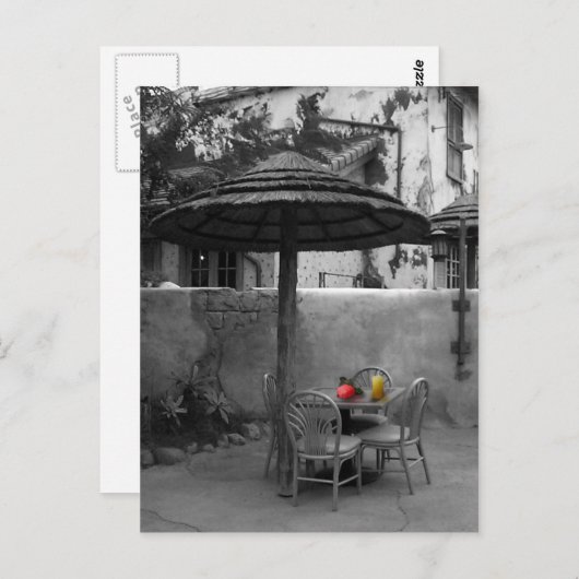 Café im Freien mit Farbspritze Postkarte (Vorne/Hinten)