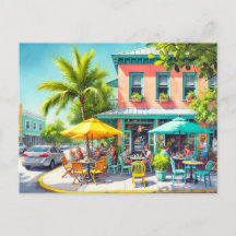 Café im Key West Wasserfarben Malerei