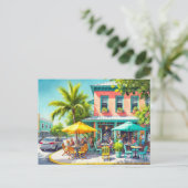 Café im Key West Wasserfarben Malerei Postkarte (Stehend Vorderseite)