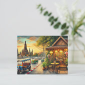 Café in Bangkok Thailand Wat Arun Postkarte (Stehend Vorderseite)