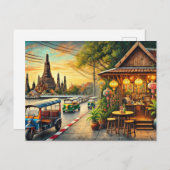 Café in Bangkok Thailand Wat Arun Postkarte (Vorne/Hinten)