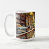 Café in Barcelona Spanien Aquarellbilder Kaffeetasse (Links)