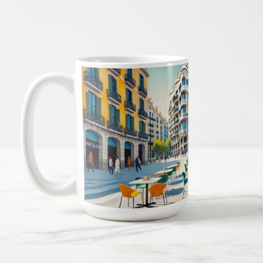 Café in Barcelona Spanien Kaffeetasse (Links)