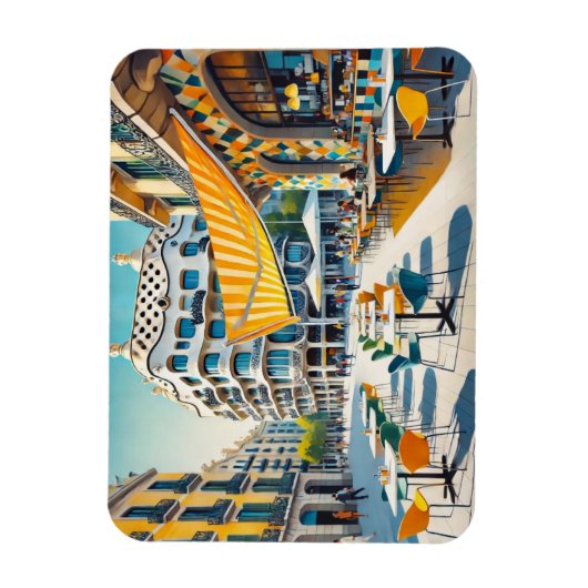 Café in Barcelona Spanien Magnet (Vertikal)