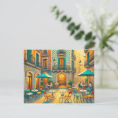 Café in Barcelona Spanien Postkarte (Stehend Vorderseite)