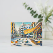Café in Barcelona Spanien Postkarte (Stehend Vorderseite)