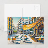 Café in Barcelona Spanien Postkarte (Vorne/Hinten)