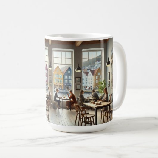 Café in Bergen Norwegen Kaffeetasse (VorderseiteRechts)
