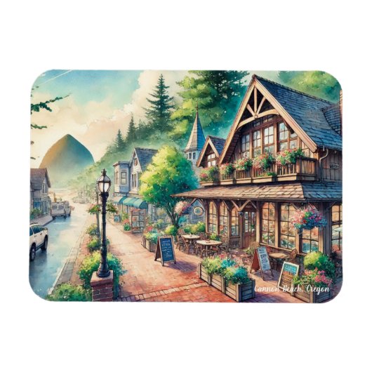 Café in Cannon Beach Oregon Hauptstraße Magnet (Horizontal)