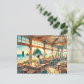 Café in Cannon Beach Oregon Travel Postkarte (Stehend Vorderseite)