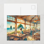 Café in Cannon Beach Oregon Travel Postkarte (Vorne/Hinten)