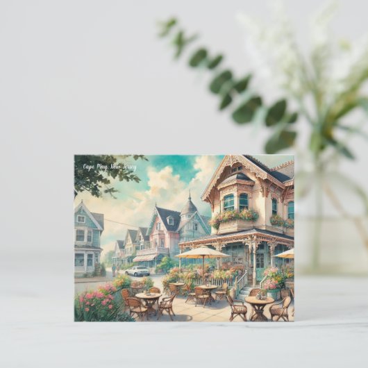 Café in Cape May New Jersey Postkarte (Stehend Vorderseite)