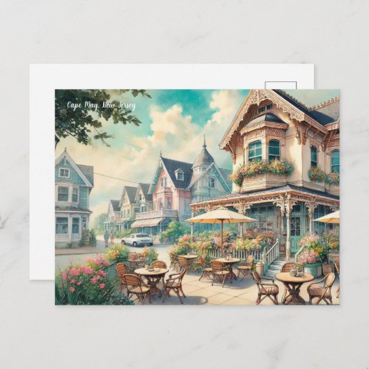 Café in Cape May New Jersey Postkarte (Vorne/Hinten)