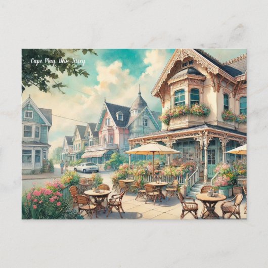 Café in Cape May New Jersey Postkarte (Vorderseite)