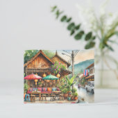 Café in Chiang Mai Postkarte (Stehend Vorderseite)