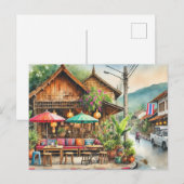 Café in Chiang Mai Postkarte (Vorne/Hinten)