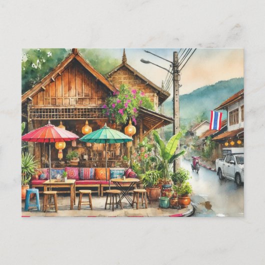 Café in Chiang Mai Postkarte (Vorderseite)