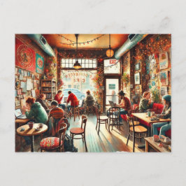 Café in Chicago Bucktown Postkarte