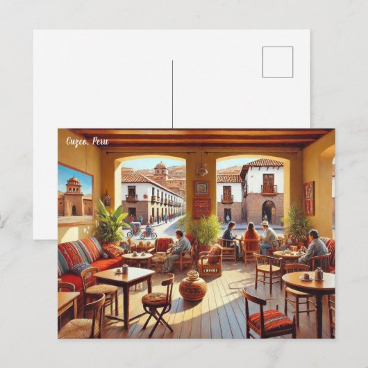 Café in Cuzco Peru Postkarte (Vorne/Hinten)
