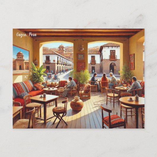 Café in Cuzco Peru Postkarte (Vorderseite)
