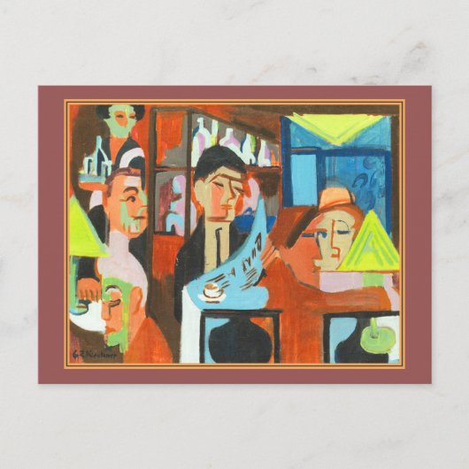 Cafe in Davos von Ernst Ludwig Kirchner Postkarte (Vorderseite)