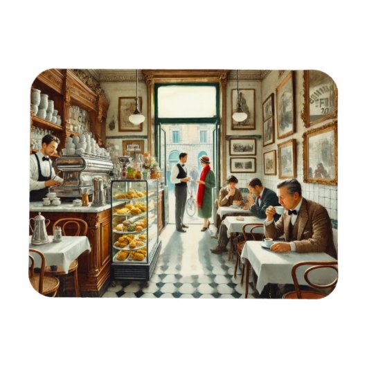 Café in der Tasse Rom Magnet (Horizontal)