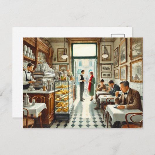 Café in der Tasse Rom Postkarte (Vorne/Hinten)