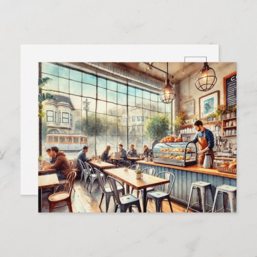 Café in der Tasse San Francisco Postkarte (Vorne/Hinten)