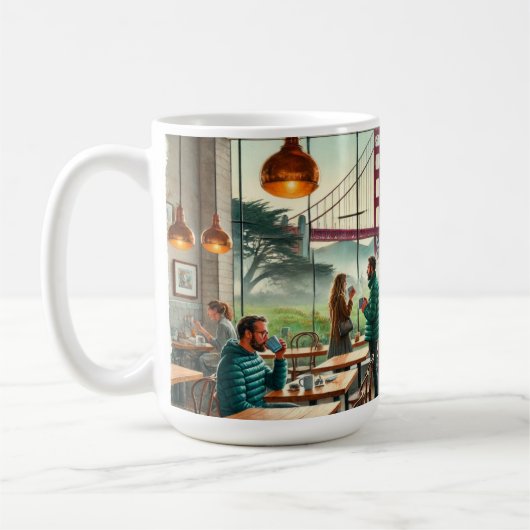 Café in Foggy San Francisco Kaffeetasse (Links)