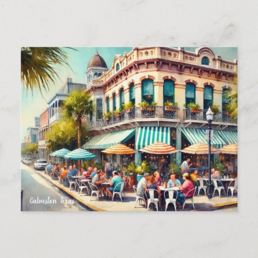 Cafe in Galveston Texas Postkarte (Vorderseite)