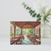 Café in Goa India Postkarte (Stehend Vorderseite)