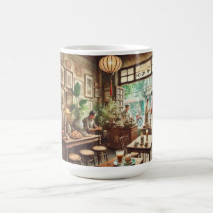 Café in Ho Chi Minh City Vietnam Wasserfarbe Kaffeetasse