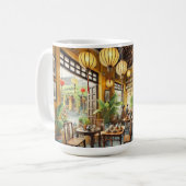 Café in Hoi An Vietnam Aquarellmalerei Kaffeetasse (Vorderseite Links)
