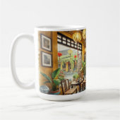 Café in Hoi An Vietnam Aquarellmalerei Kaffeetasse (Links)