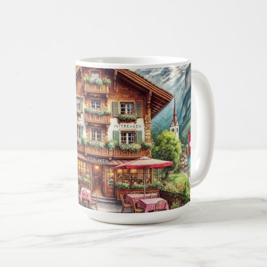 Café in Interlaken Schweiz Kaffeetasse (VorderseiteRechts)