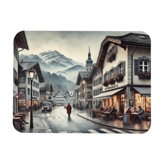 Café in Interlaken Schweiz Magnet (Horizontal)