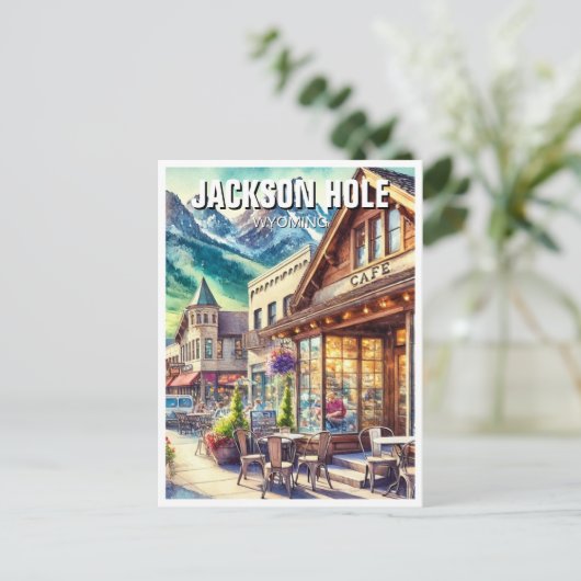Café in Jackson Hole Wyoming Postkarte (Stehend Vorderseite)