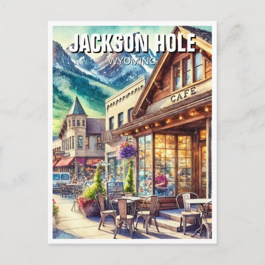 Café in Jackson Hole Wyoming Postkarte (Vorderseite)
