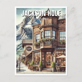 Café in Jackson Hole Wyoming Travel Postkarte